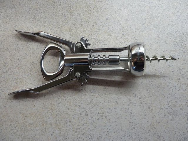 Image 2 of Chrome winged corkscrew opener for wine bottles