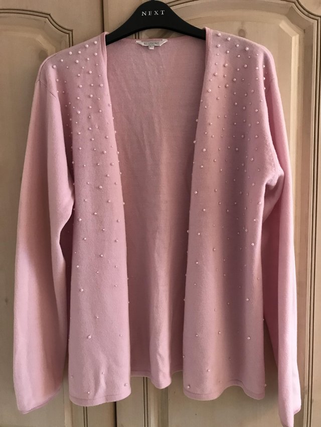 Image 2 of New Illusions Soft Pink Cardigan with Pretty Pink Pearls
