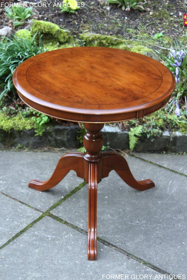 Image 8 of A YEW WOOD SIDE OCCASIONAL COFFEE LAMP PHONE TEA WINE TABLE