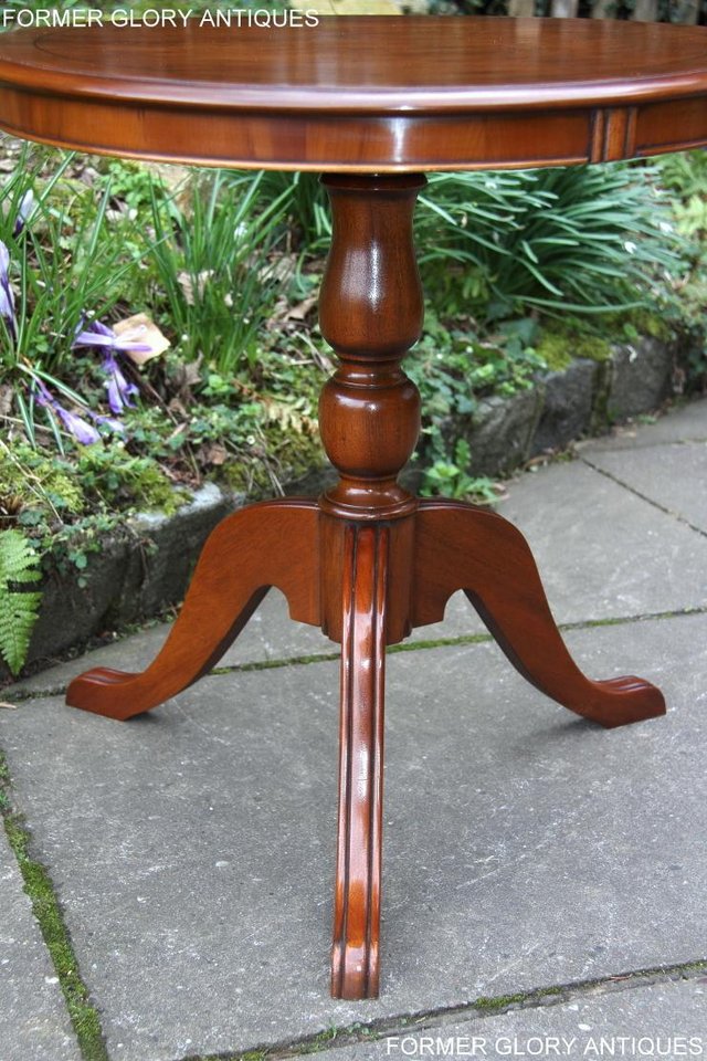 Image 20 of A YEW WOOD SIDE OCCASIONAL COFFEE LAMP PHONE TEA WINE TABLE