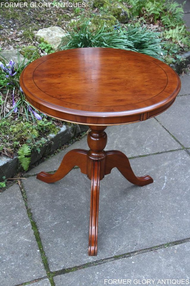 Image 49 of A YEW WOOD SIDE OCCASIONAL COFFEE LAMP PHONE TEA WINE TABLE