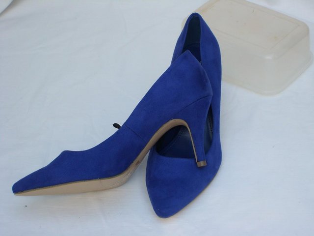 Image 4 of H&M Faux Suede Blue Shoes – Size5/38 NEW