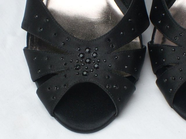 Image 3 of MONSOON Black Satin Evening Shoes – Size 8/41