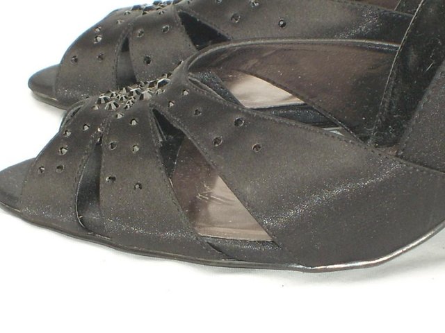 Image 4 of MONSOON Black Satin Evening Shoes – Size 8/41