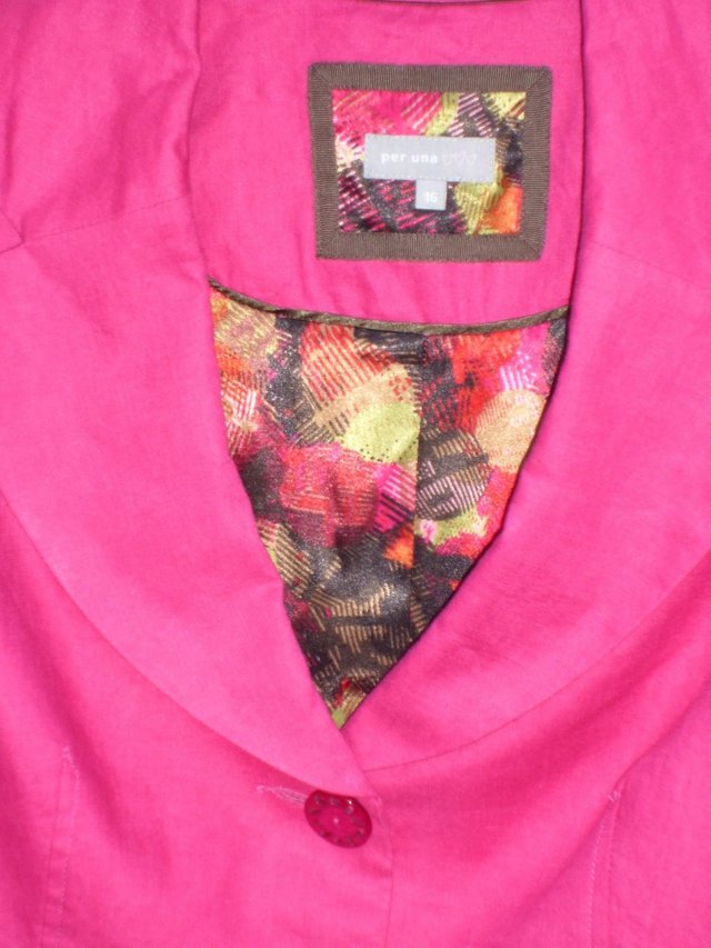 Image 7 of PER UNA Cerise Linen Jacket Top – Size 16