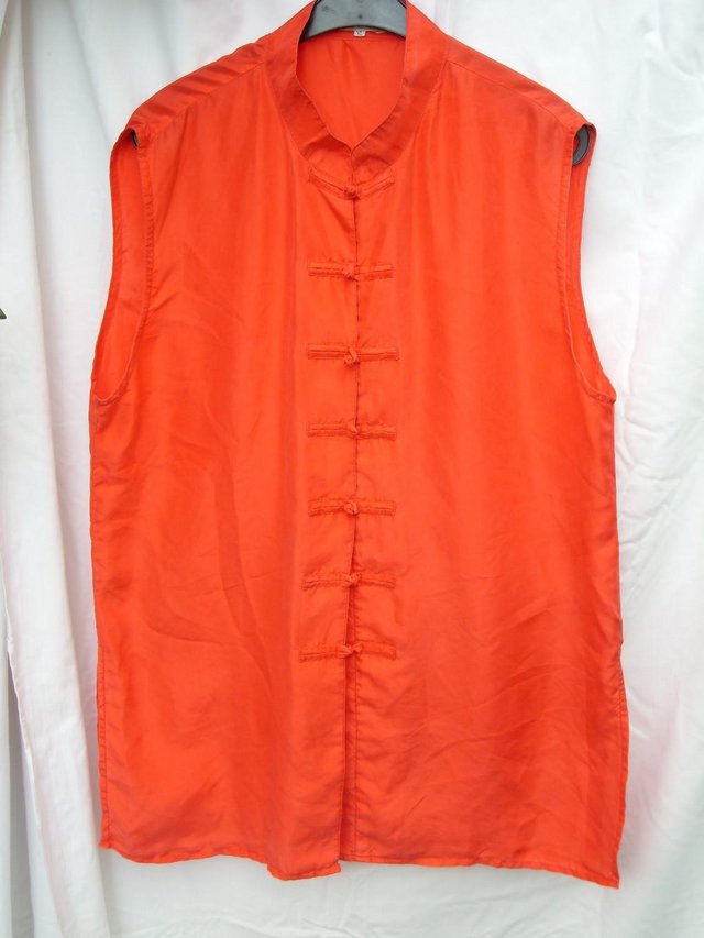 Image 4 of Sleeveless Chinese Style Red Silk Top – Size 14/16