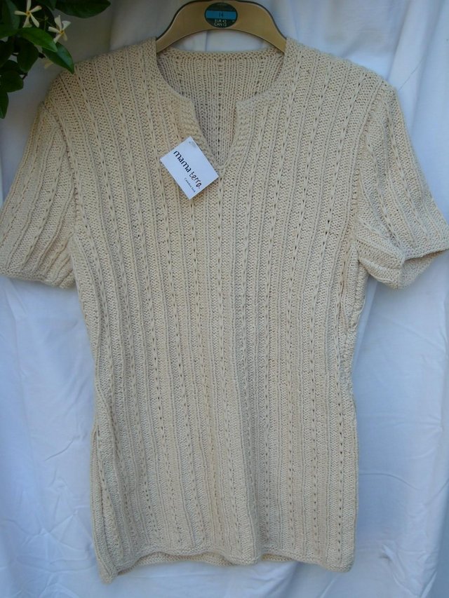 Image 6 of MAMA TERRA Ecru Cotton Knit Top Size 8 NEW+TAGS!