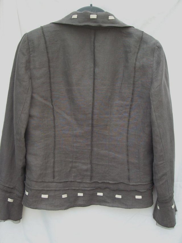 Image 6 of PER UNA Grey Linen Jacket Top – Size 14