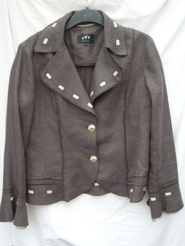 Image 7 of PER UNA Grey Linen Jacket Top – Size 14