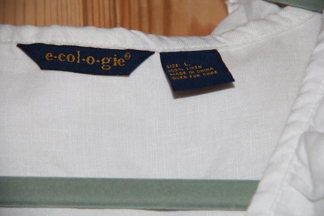 Image 4 of E-col-o-gie White Linen Shirt Top Size L