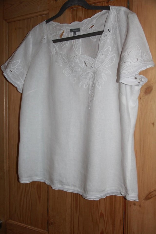 Image 8 of Per Una White Linen Top Size 16