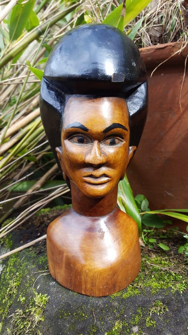 Image 2 of Vintage Sculptural Hardwood Head