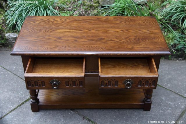 Image 4 of OLD CHARM LIGHT OAK TWO DRAWER OCCASIONAL COFFEE TABLE STAND