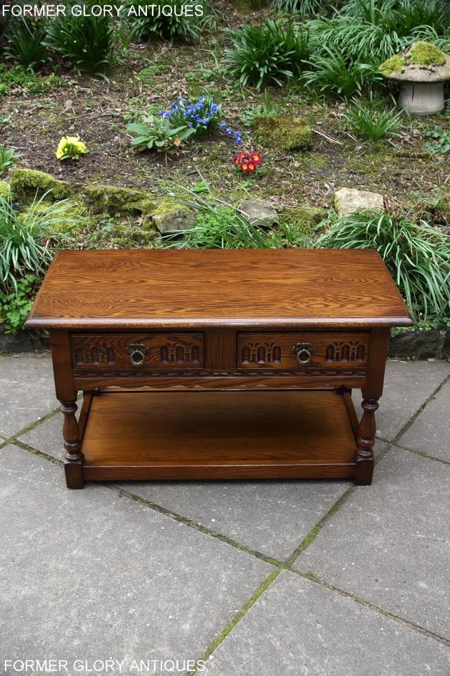 Image 6 of OLD CHARM LIGHT OAK TWO DRAWER OCCASIONAL COFFEE TABLE STAND
