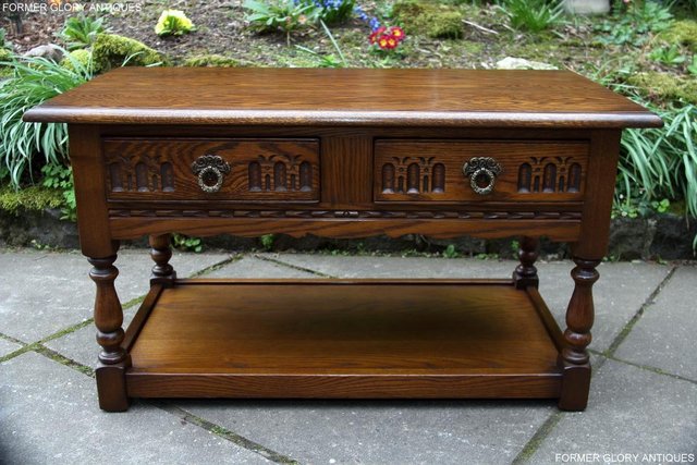 Image 8 of OLD CHARM LIGHT OAK TWO DRAWER OCCASIONAL COFFEE TABLE STAND