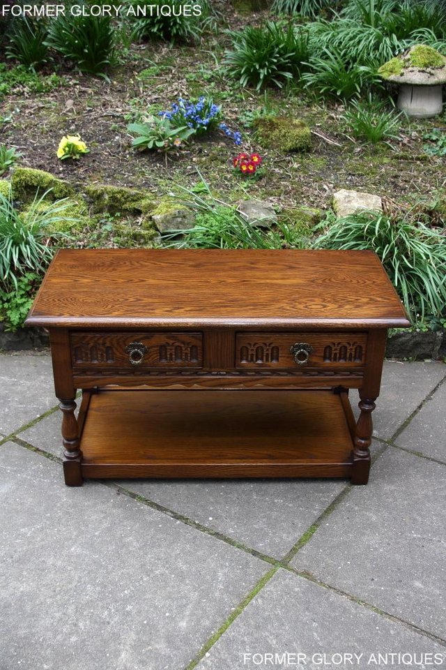 Image 14 of OLD CHARM LIGHT OAK TWO DRAWER OCCASIONAL COFFEE TABLE STAND