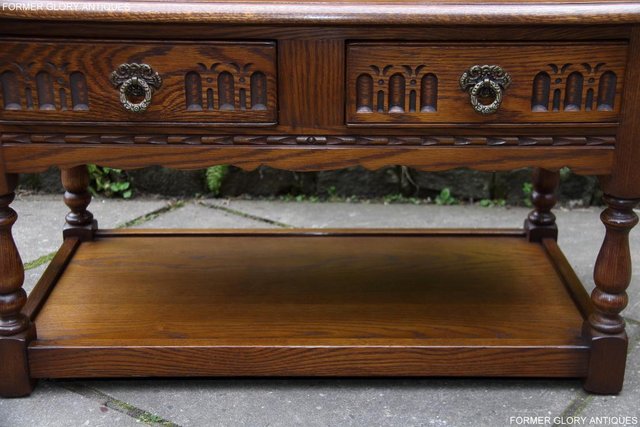Image 17 of OLD CHARM LIGHT OAK TWO DRAWER OCCASIONAL COFFEE TABLE STAND