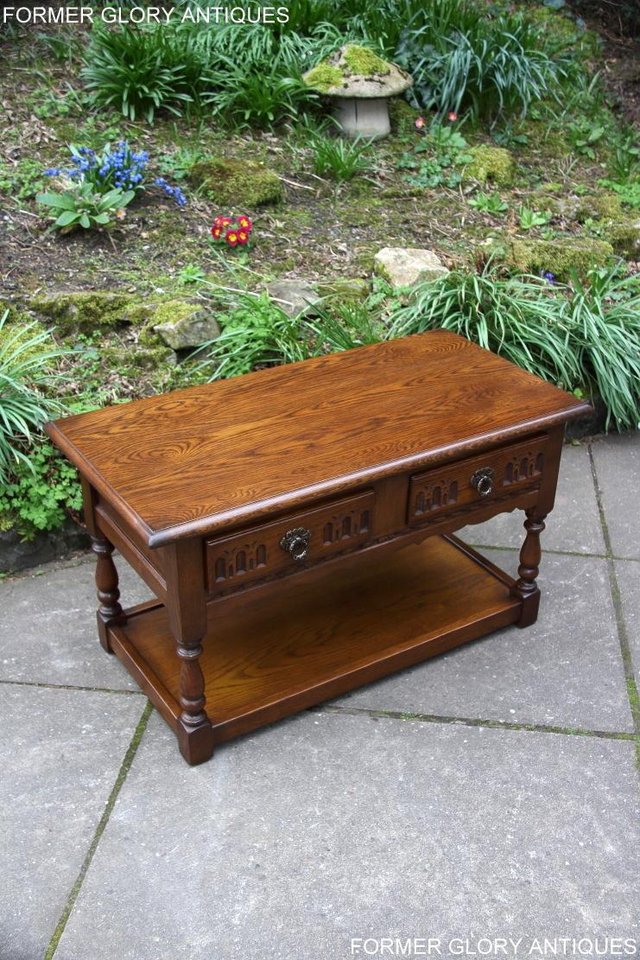 Image 18 of OLD CHARM LIGHT OAK TWO DRAWER OCCASIONAL COFFEE TABLE STAND