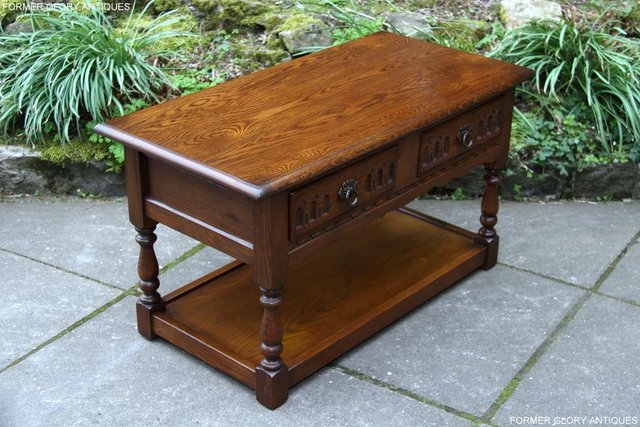 Image 27 of OLD CHARM LIGHT OAK TWO DRAWER OCCASIONAL COFFEE TABLE STAND