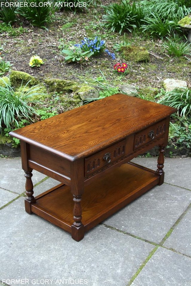 Image 55 of OLD CHARM LIGHT OAK TWO DRAWER OCCASIONAL COFFEE TABLE STAND