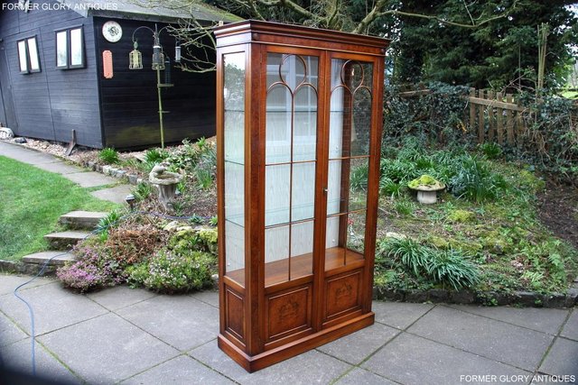 Image 2 of BEVAN FUNNELL BURR WALNUT CHINA GLASS DISPLAY CABINET STAND