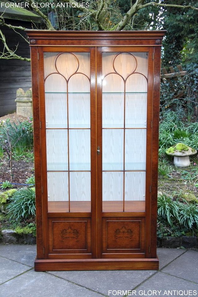 Image 5 of BEVAN FUNNELL BURR WALNUT CHINA GLASS DISPLAY CABINET STAND
