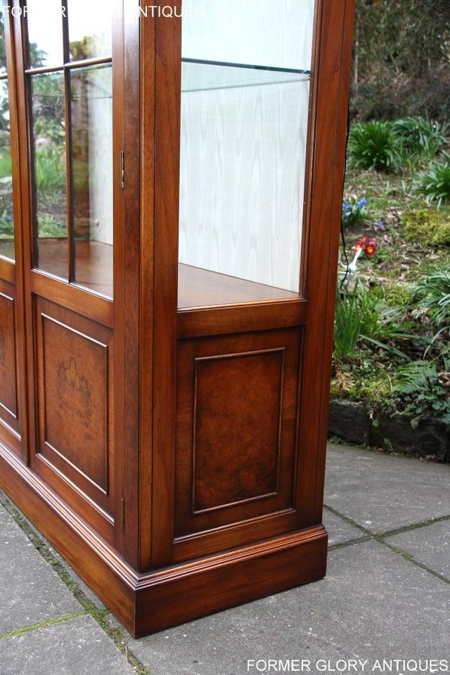 Image 10 of BEVAN FUNNELL BURR WALNUT CHINA GLASS DISPLAY CABINET STAND