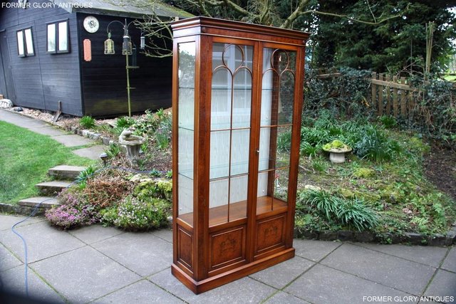 Image 12 of BEVAN FUNNELL BURR WALNUT CHINA GLASS DISPLAY CABINET STAND