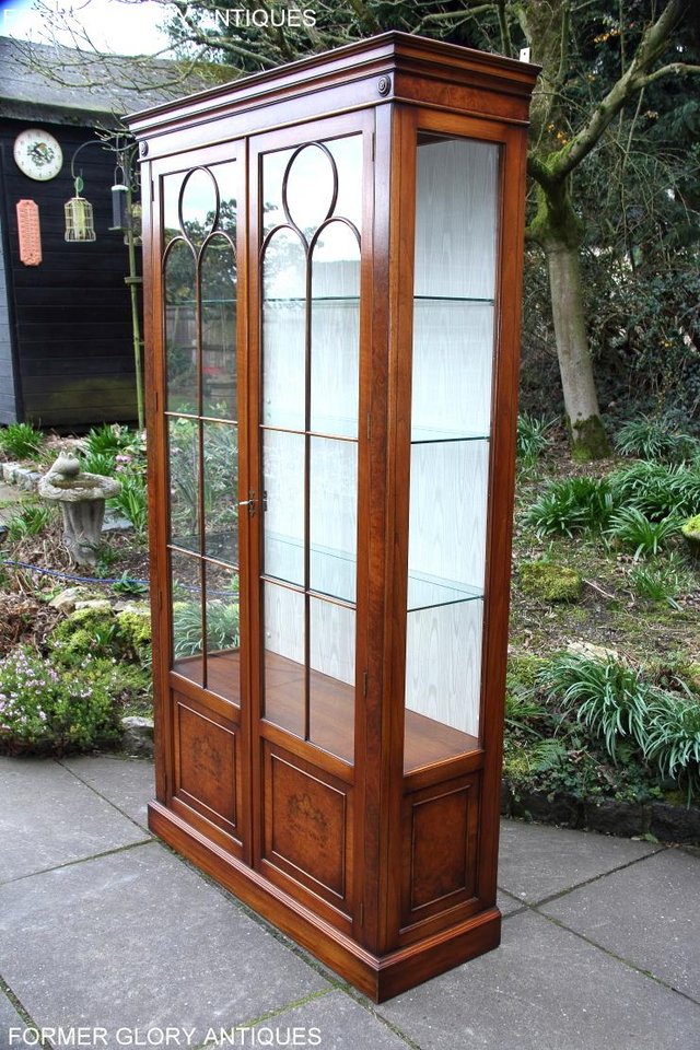 Image 24 of BEVAN FUNNELL BURR WALNUT CHINA GLASS DISPLAY CABINET STAND