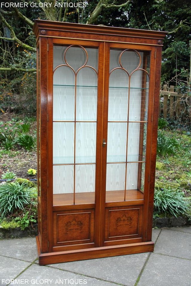Image 36 of BEVAN FUNNELL BURR WALNUT CHINA GLASS DISPLAY CABINET STAND