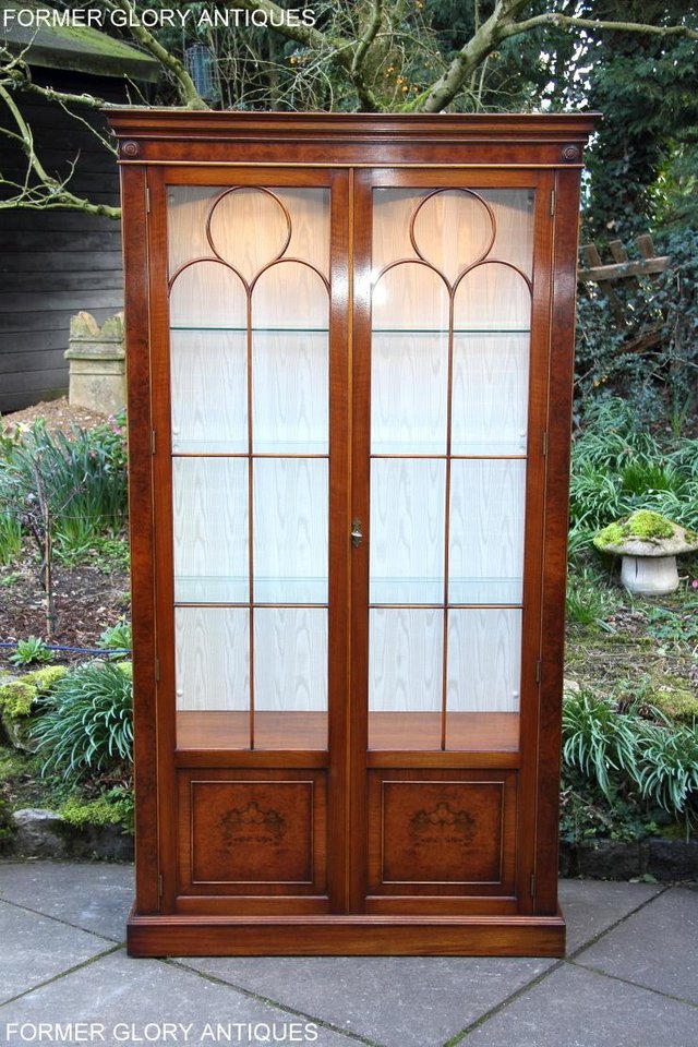 Image 55 of BEVAN FUNNELL BURR WALNUT CHINA GLASS DISPLAY CABINET STAND