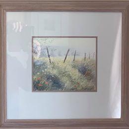 Preview of the first image of Framed print of poppies and stile.