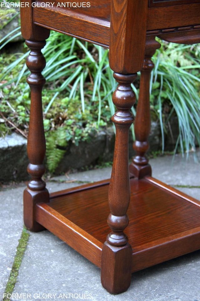 Image 6 of OLD CHARM TUDOR BROWN OAK HALL TABLE LAMP PLANT PHONE STAND