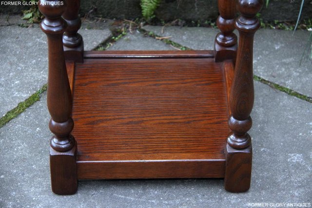 Image 8 of OLD CHARM TUDOR BROWN OAK HALL TABLE LAMP PLANT PHONE STAND
