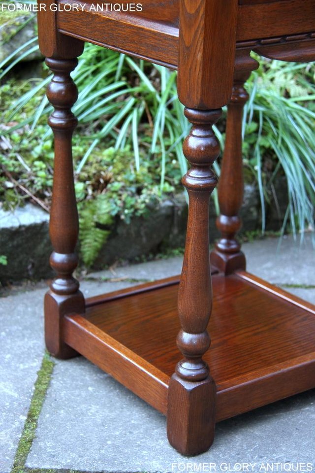Image 10 of OLD CHARM TUDOR BROWN OAK HALL TABLE LAMP PLANT PHONE STAND