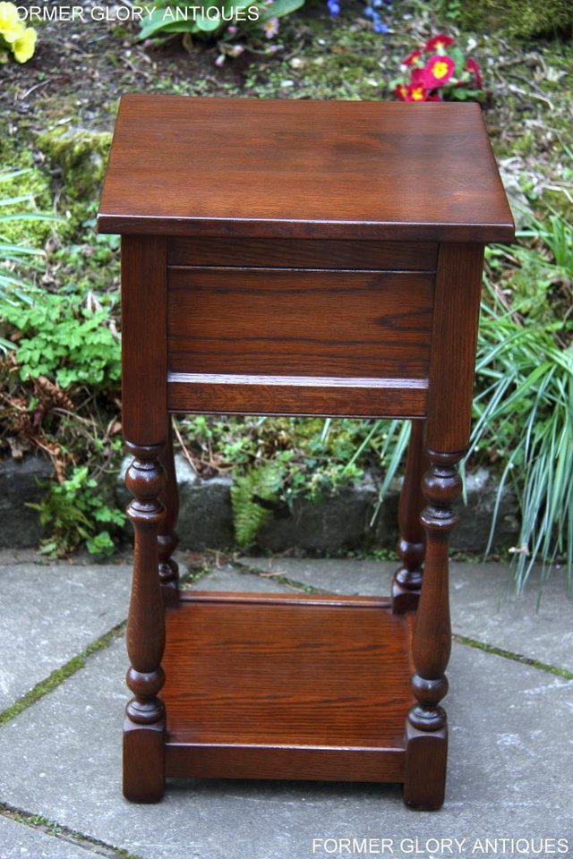 Image 24 of OLD CHARM TUDOR BROWN OAK HALL TABLE LAMP PLANT PHONE STAND