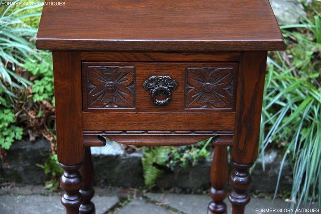 Image 27 of OLD CHARM TUDOR BROWN OAK HALL TABLE LAMP PLANT PHONE STAND