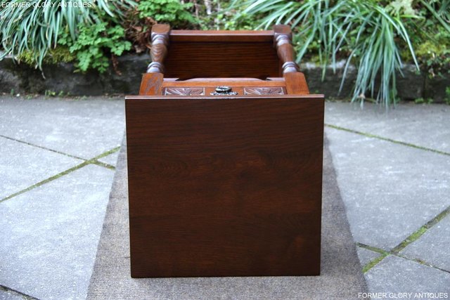 Image 34 of OLD CHARM TUDOR BROWN OAK HALL TABLE LAMP PLANT PHONE STAND