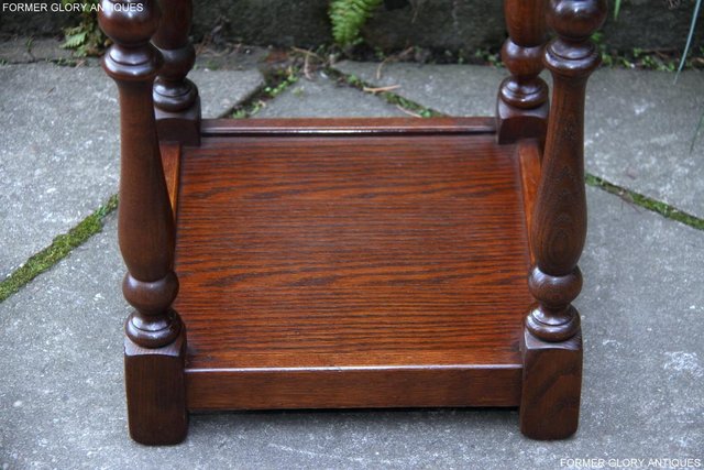 Image 38 of OLD CHARM TUDOR BROWN OAK HALL TABLE LAMP PLANT PHONE STAND