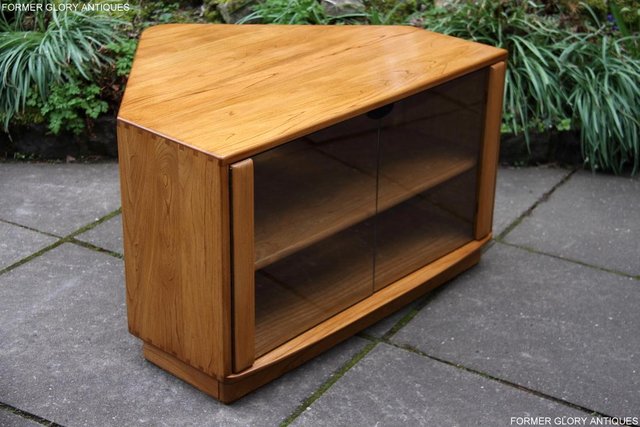 Preview of the first image of ERCOL WINDSOR LIGHT ELM CORNER TV STAND TABLE CABINET UNIT.