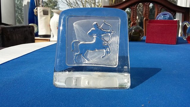 Preview of the first image of Swedish Crystal Paperweight - Sagittarius Christian Bounaix.
