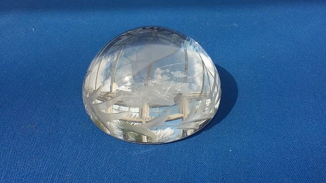 Image 3 of Edinburgh Crystal Small Glass Paperweight Clear Map Scotland