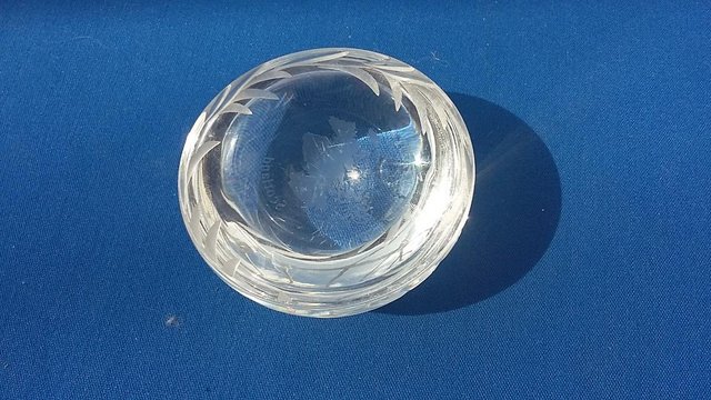 Image 4 of Edinburgh Crystal Small Glass Paperweight Clear Map Scotland