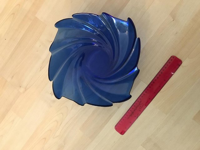 Preview of the first image of Stylish Contemporary Blue Glass Bowl.