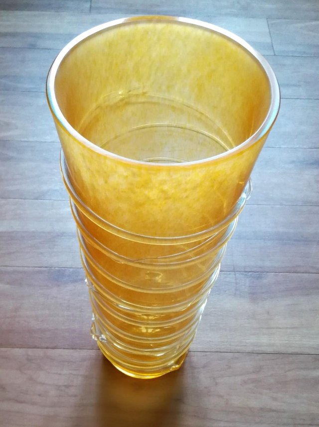 Preview of the first image of CONTEMPORARY GLASSWARE Yellow Vase Handmade Ornament Display.