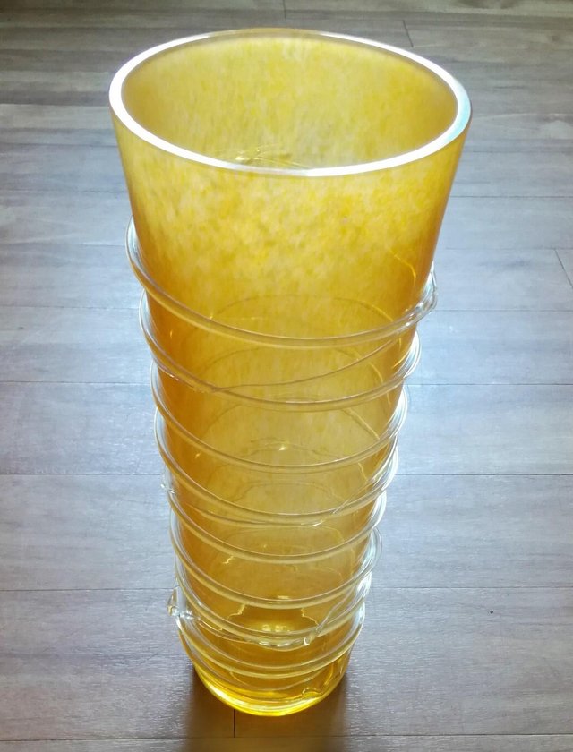 Image 2 of CONTEMPORARY GLASSWARE Yellow Vase Handmade Ornament Display