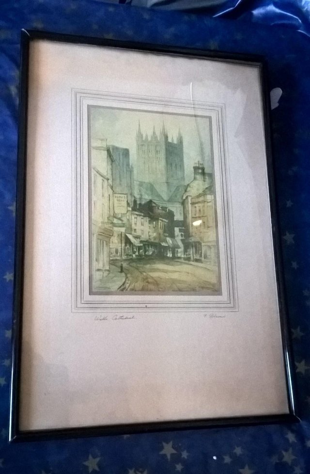 Preview of the first image of Vintage Framed Wells cathedral Scene Prints  F. Robson.