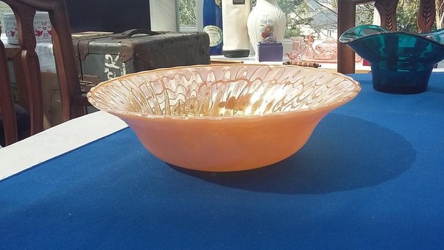 Image 3 of Vintage 1960s Anchor Hocking Fire King Peach Luster Bowl