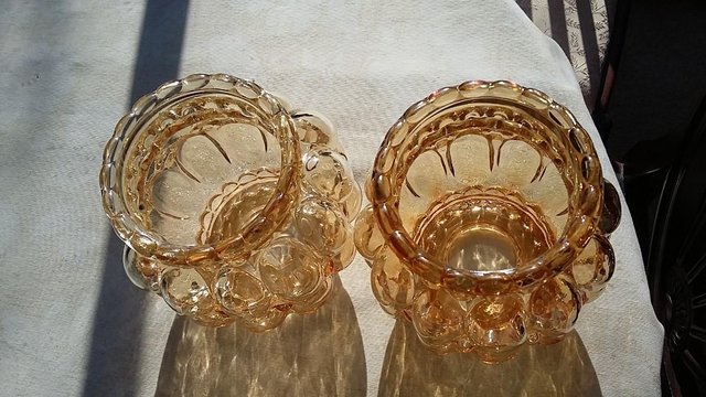 Image 2 of Pair of Vintage Retro Small Amber Bubble Lamp Shades