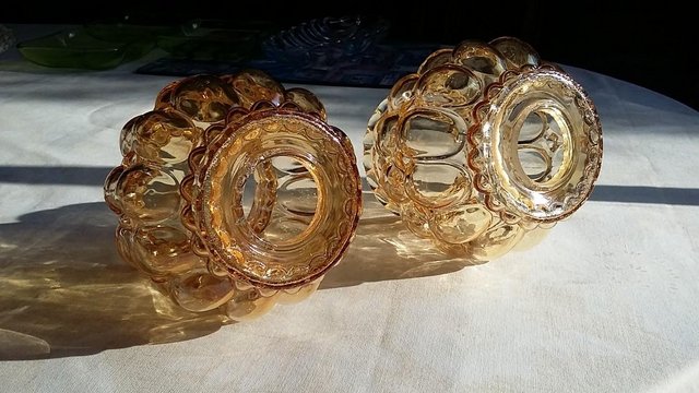 Image 3 of Pair of Vintage Retro Small Amber Bubble Lamp Shades